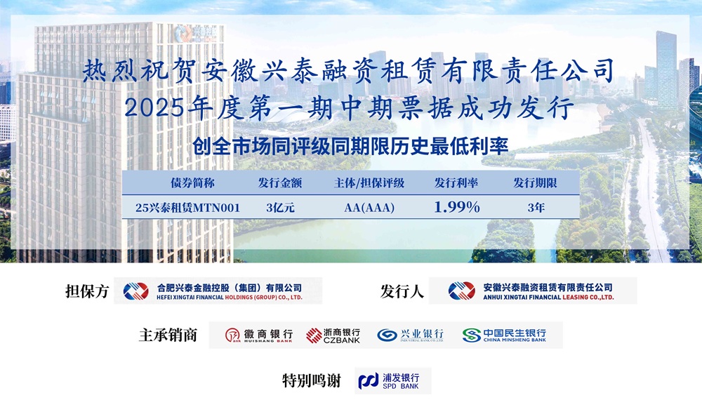 兴泰租赁，债券融资开门红！